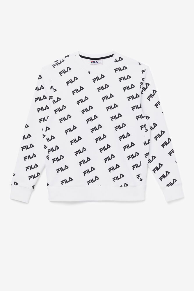 Fila Diagonal Logo Crew Sweatshirt White - Womens - 93270FAWQ